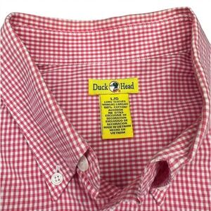 Duck Head Shirt Mens Large Red Check Button Down Long Sleeve Cotton Casual